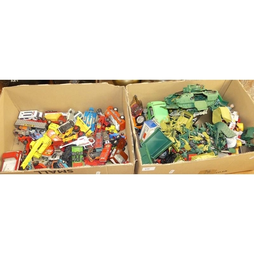 631 - 2 Boxes - Corgi & Matchbox Cars & Assorted Toys.