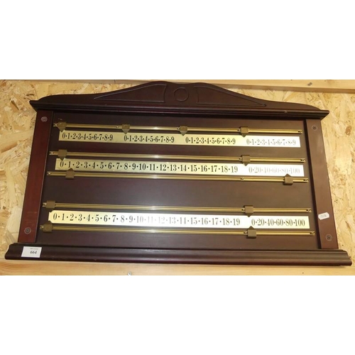 664 - Wall Mounted Snooker Score Board.