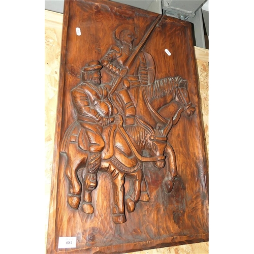 684 - Carved Wooden Plaque.