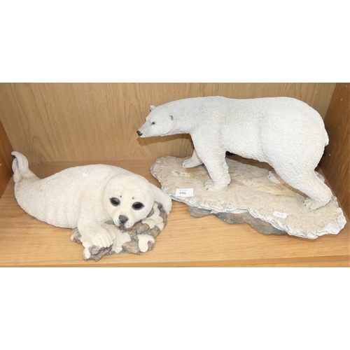 696 - Large Polar Bear & Seal Ornaments.