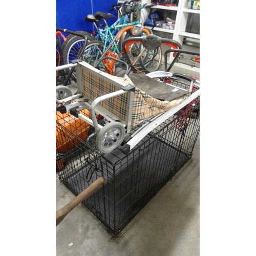 73 - Pet Cage, Metal Steps & Shopping Trolley