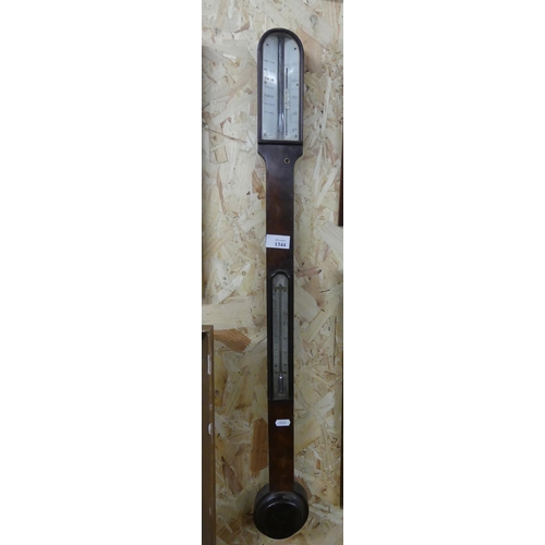 1344 - Georgian Mahogany Stick Barometer, approx 87cm tall overall. 
PLEASE NOTE THIS ITEM CANNOT BE SHIPPE... 