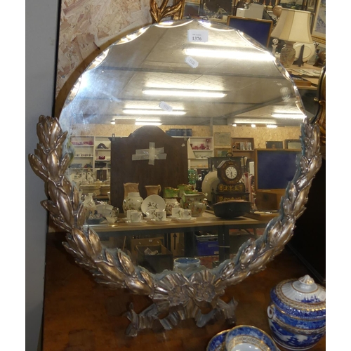 1376 - Vintage Dressing Mirror, Laurel Leaf Lower Body, measures approx 51cm in diameter.