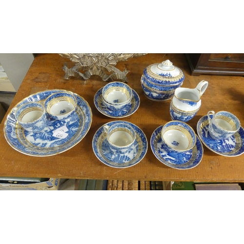 1377 - Assorted Antique Blue & White Willow Pattern Tea Ware.