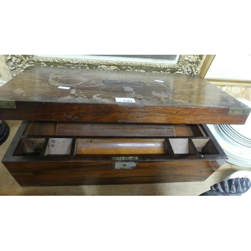 1384 - Victorian Rosewood Writing Slope with Brass Mounts (AF).