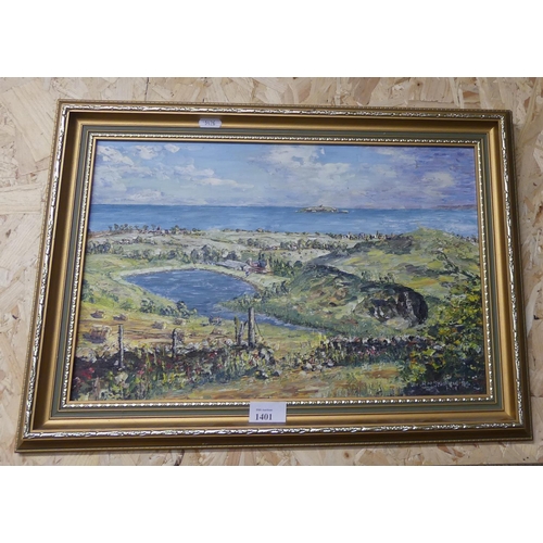 1401 - Framed Oil Painting - Estuary Landscape Signed H. N. Storrie 1986, approx 44 x 29cm.