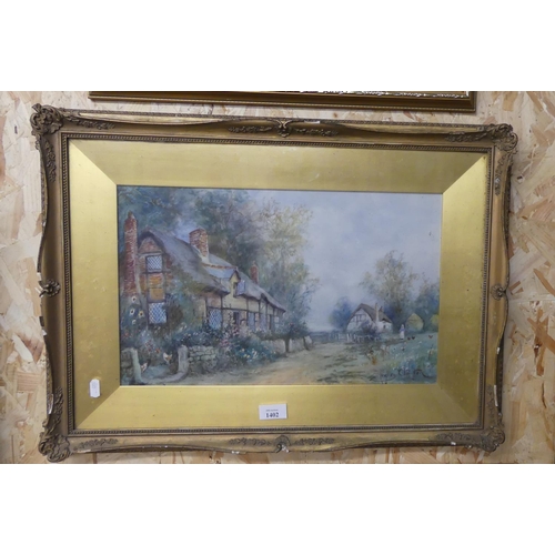 1402 - Framed Watercolour - English Country Landscape by Joseph Hughes Clayton, approx 44 x 27cm.