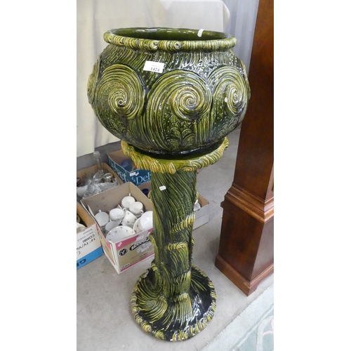 1424 - Antique Ault Pottery Jardinere on Stand, approx 110xcm tall overall.