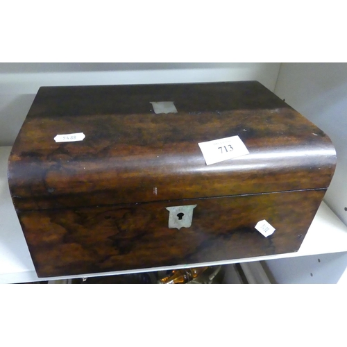 713 - Victorian Antique Walnut Jewellery Box.