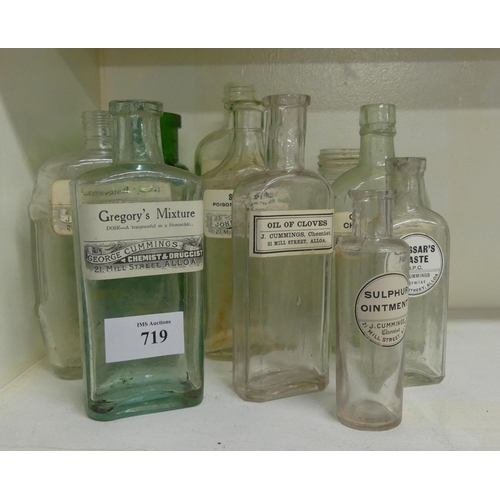 719 - Collection of Vintage Chemist Bottles with Paper Labels (Alloa Chemist).