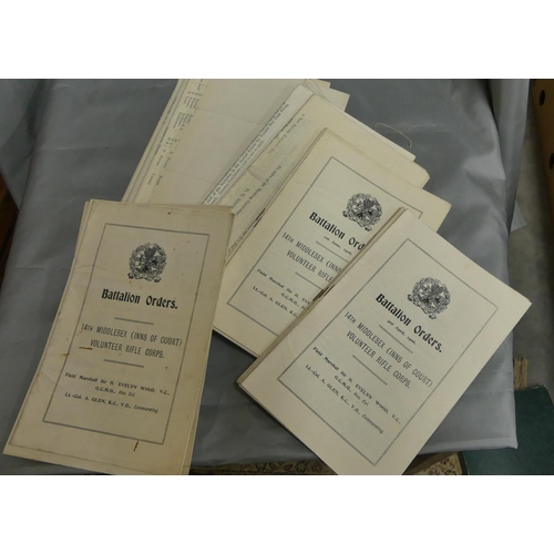 735 - Box - Booklets Fourteenth Middlesex Volunteer Rifle Corps Battalion Orders.