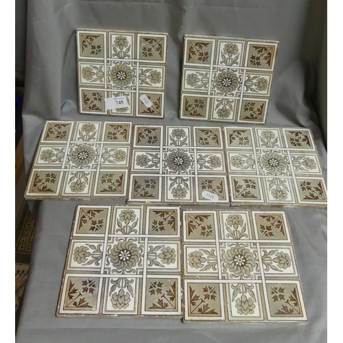 745 - Seven Victorian Minton Tiles.