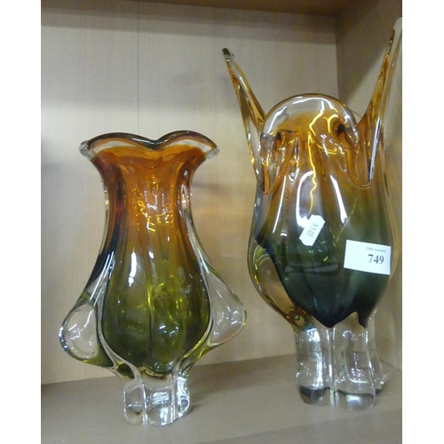 749 - Two Murano / Sommerso Art Glass Vases.