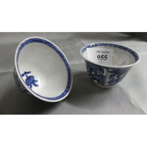 955 - Japanese B & W China Saki Bowls.