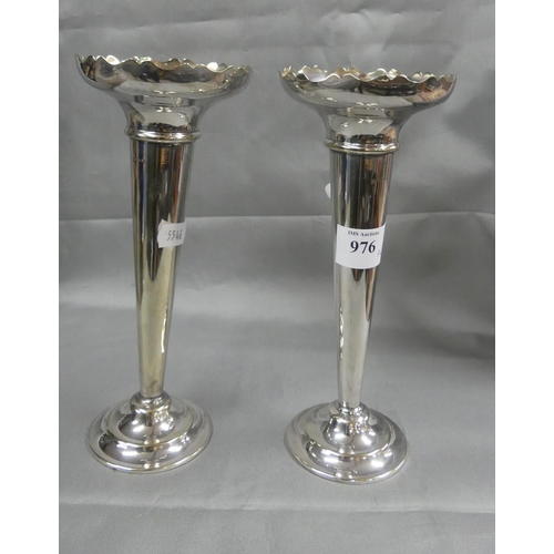 976 - Pair of Silver Plated Flower Tubes.