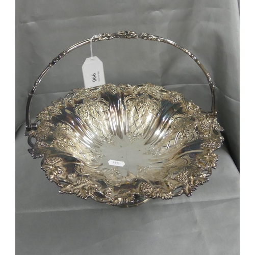 990 - Late Victorian Silver Plated Fruit Basket with Swing Handle.