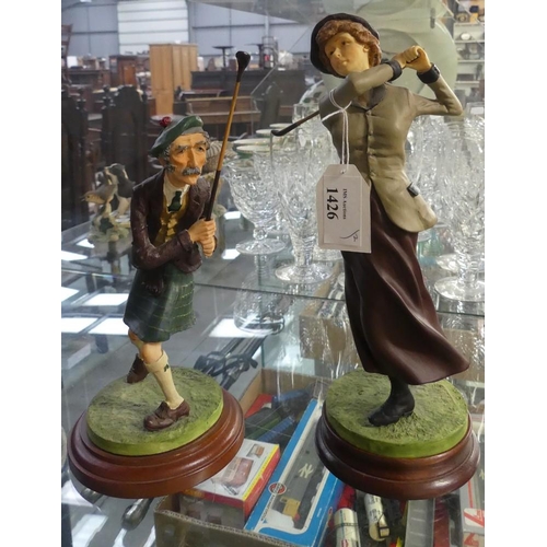 1426 - Two Composite Decorative Golfing Figures.