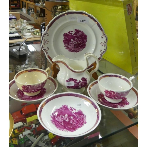 1467 - Antique Puce Lustre Teaware.