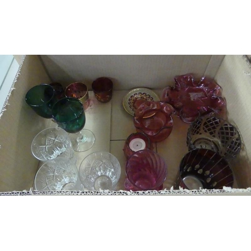 1470 - Box - Whisky, Wine Glasses, Cranberry Glass etc.