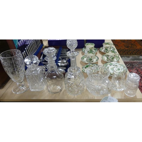 1500 - Three Cut Glass Decanters, Two Cut Glass Jugs etc.