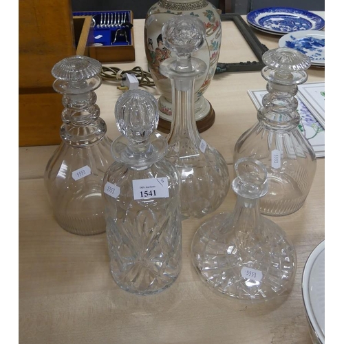 1541 - 5 Cut Glass Decanters.