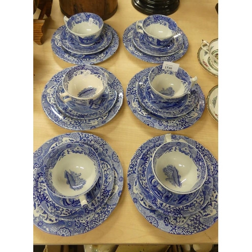 1546 - Modern  Spode Blue Italian Trio's x 6