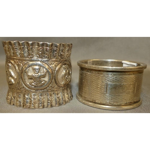 1551 - Birmingham Silver Napkin Ring and Eastern White Metal Napkin Ring.