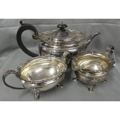 1560 - Birmingham Silver Three Piece Tea Service, maker D & B, weighing approx 43.7oz troy (total weight in... 