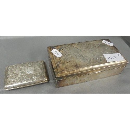 1568 - Japanese 950 Silver Cigarette Box & White Metal Cigarette Case.