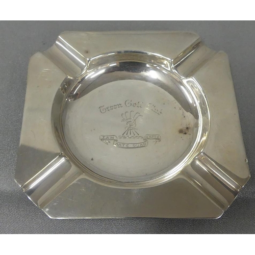 1573 - Birmingham Silver Ashtray - Troon Golf Club, 1.1oz troy.