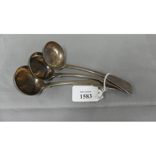 1583 - Set of Three Georgian Edinburgh Silver Toddy Ladles, maker JM, weighing approx 3.6oz troy.