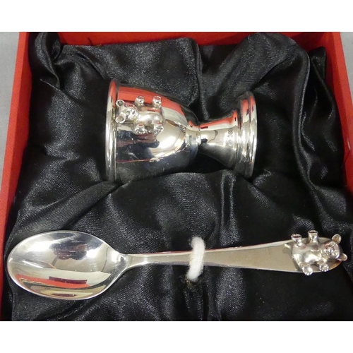 1590 - Edinburgh Silver Christening Egg Cup & Spoon (Dart Silver), weighing approx 1.96oz troy.