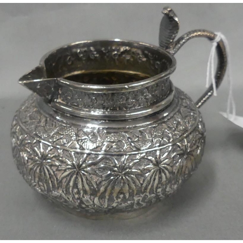 1594 - Eastern Silver Cream Jug with Snake Thumb Rest, 3.49oz troy.