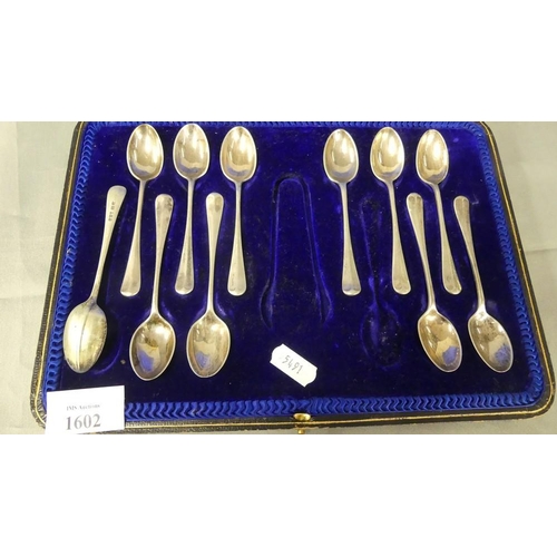 1602 - Eleven Sheffield Silver Coffee Spoons in Fitted Case, weighing approx 5.4oz troy.