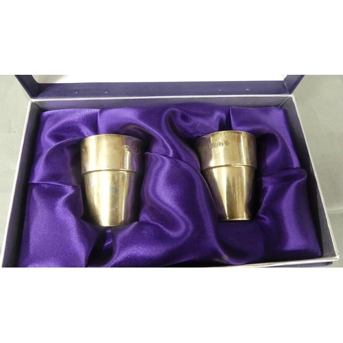 1611 - Boxed Set Edinburgh Silver Tot Beaker Shaped measures, 1.67oz troy.