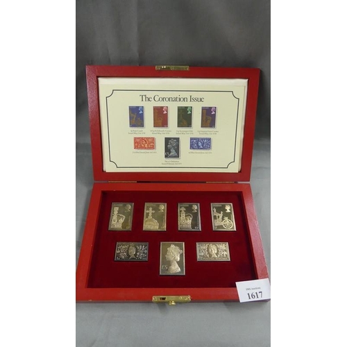 1617 - Cased Set of Coronation Issue 925 Silver Stamp Proofs.