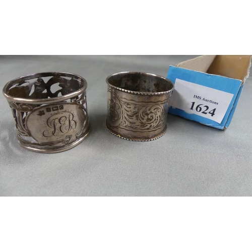 1624 - Two Silver Napkin Rings.