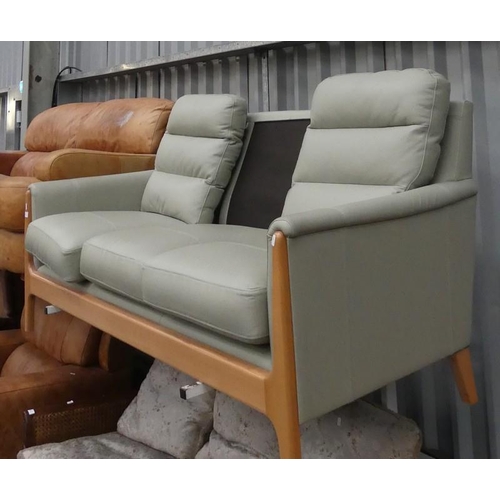 2311 - Ash Framed Leather 3 Seat Sofa.