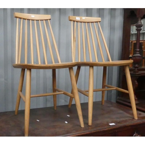 2319 - Pair Pine Spar Back Dining Chairs.