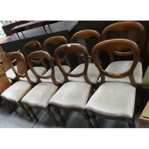 2334 - 8 Victorian Mahogany Balloon Back Dining Chairs.