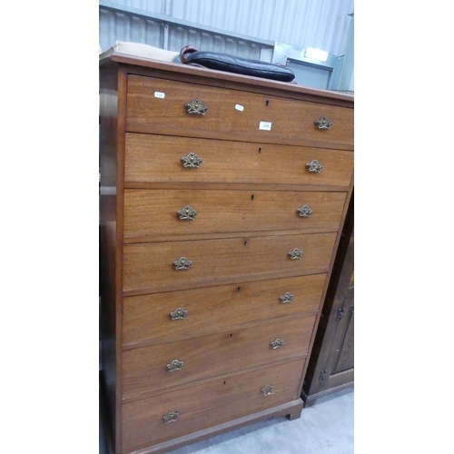 2354 - Mahogany 7 Drawer Chest With Brass Gallery.