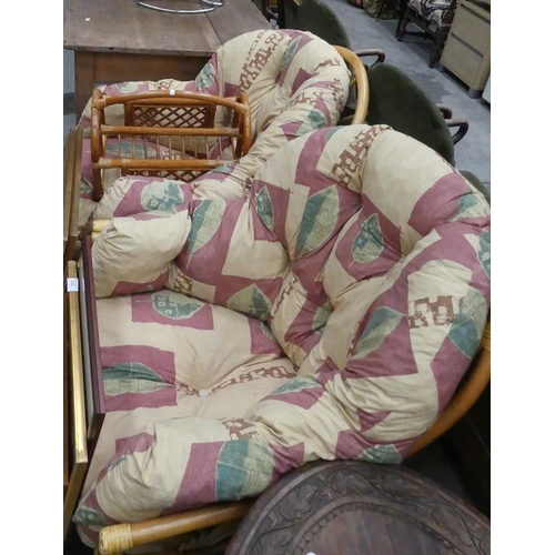 2425 - Pair Of Bamboo Conservatory Chairs & Magazine Rack.