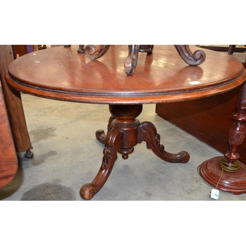 2434 - Victorian Mahogany Pedestal Dining Table.