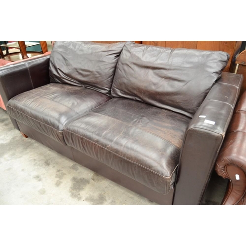 2869 - Brown Leather Sofa