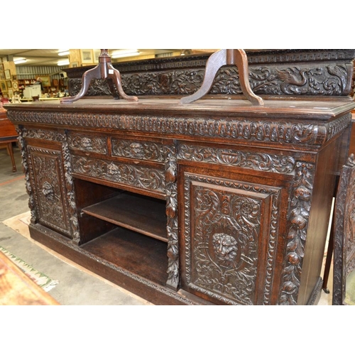 2873 - Carved Oak Sideboard