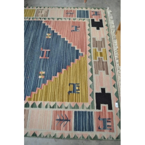 2875 - Fringed & Bordered Multi Coloured Hand Woven Rug