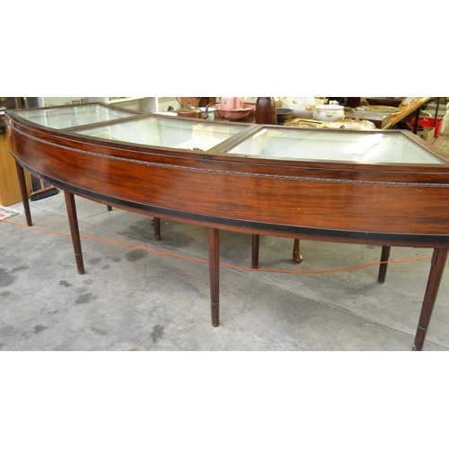 2878 - Large Mahogany Bow Front Display Showcase - Ex Perth Museum - 3m Wide