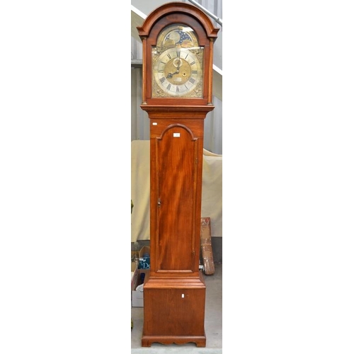 2899 - Mahogany Longcase Clock with Brass Dial by AR James of Brixham