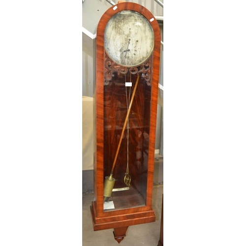 2900 - Mahogany Cased Regulator Wall Clock with Silvered Dial & Arabic Numberials