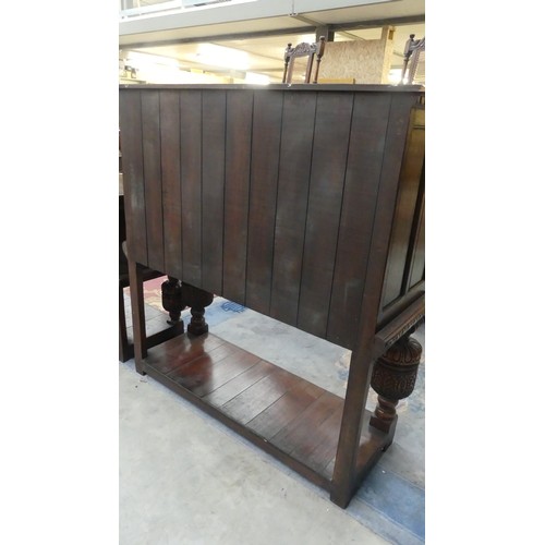 2890 - Carved Oak Inlaid Cupboard - Width 130cm x depth 48cm & Height 137cm.